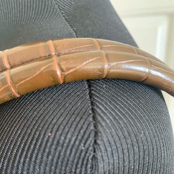 Bueno Brown Croc Embossed Leather Gold Handbag - Picture 10 of 13